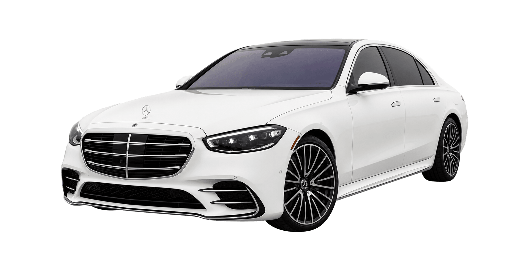 White Mercedes-Benz S 580.